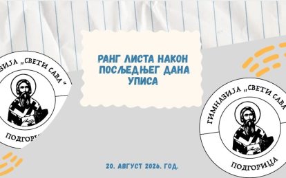 rang lista nakon poslednjeg dana upisa
